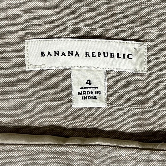 BANANA REPUBLIC Beige Linen/Cotton Short Pencil Skirt sz 4 Lined Back Slit - Picture 8 of 9